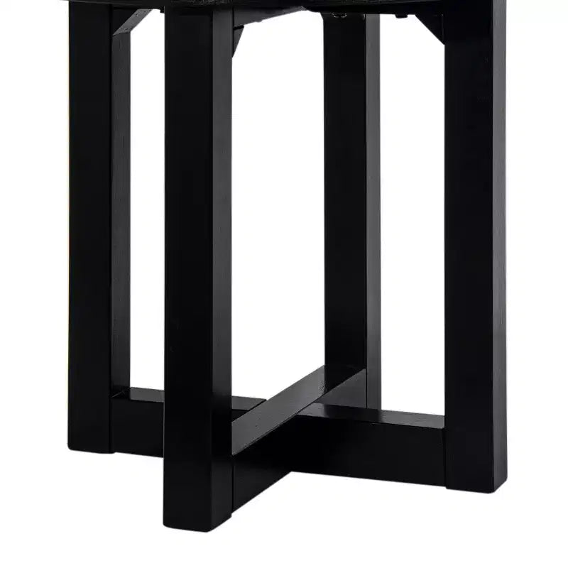 Table d'appoint East at Main Round Crisscross Base Accent noire : Bois de manguier, 17,9 po de haut, 35,9 po de large