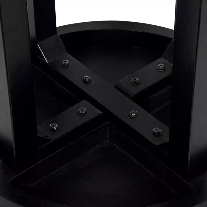 Table d'appoint East at Main Round Crisscross Base Accent noire : Bois de manguier, 17,9 po de haut, 35,9 po de large
