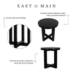 Table d'appoint East at Main Round Crisscross Base Accent noire : Bois de manguier, 17,9 po de haut, 35,9 po de large