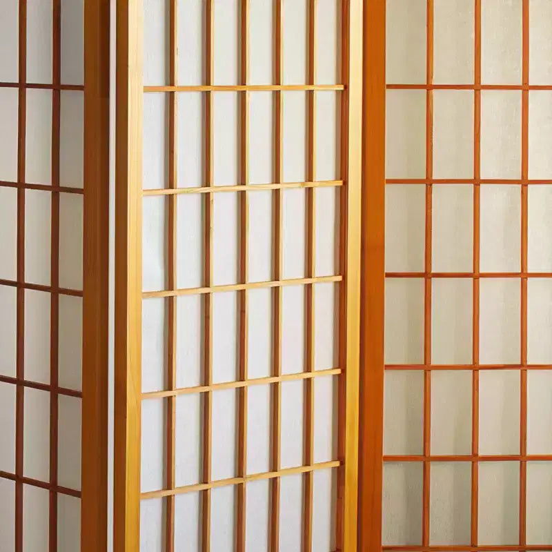 Paravent shoji 6 pi. en bois avec carreaux - Miel (4 panneaux) : Oriental Furniture, cadre en bois dur, quincaillerie en métal