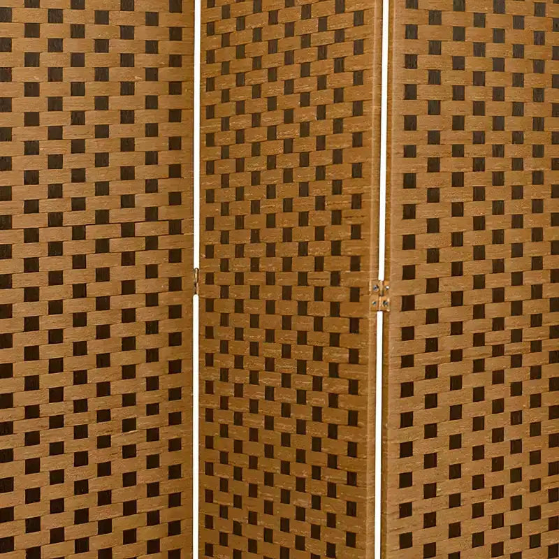 Paravent en fibres tressées brun bicolore 3 panneaux 183 cm Oriental Furniture : cadre en bois massif, charnières métalliques