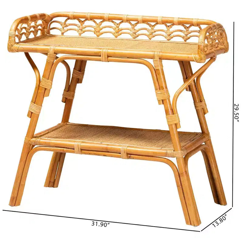 bali & pari Nayana Console 2 niveaux en rotin naturel miel clair : Fait main, Aucun assemblage requis, Style bohème