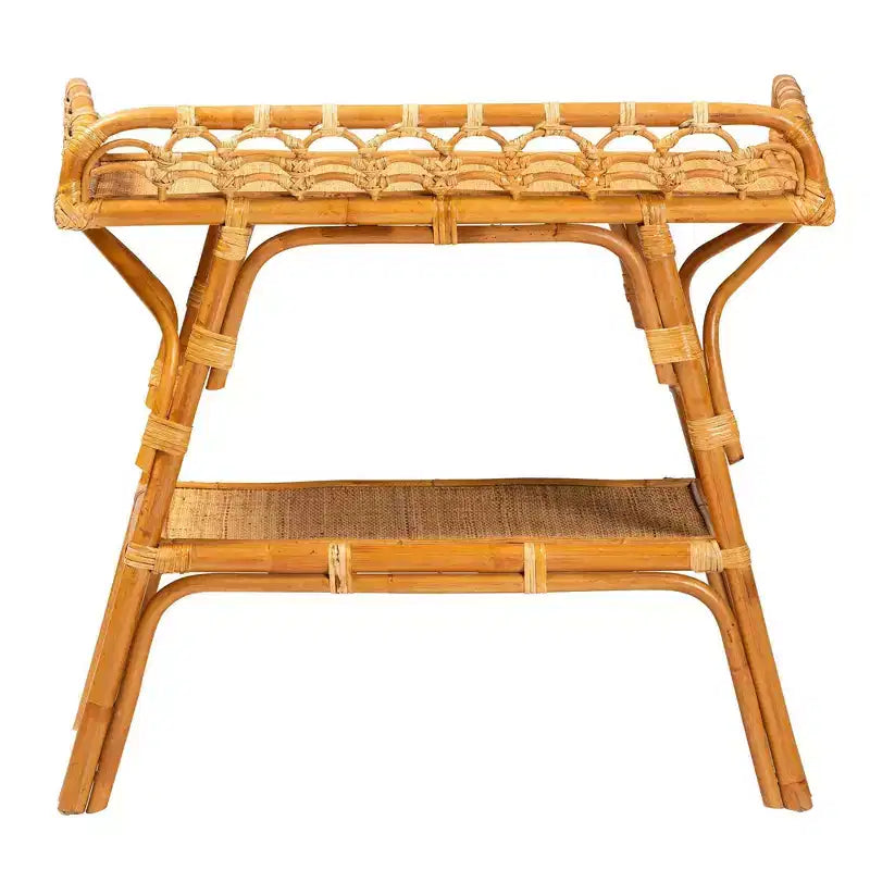 bali & pari Nayana Console 2 niveaux en rotin naturel miel clair : Fait main, Aucun assemblage requis, Style bohème