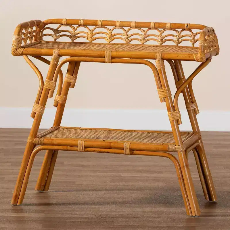 bali & pari Nayana Console 2 niveaux en rotin naturel miel clair : Fait main, Aucun assemblage requis, Style bohème