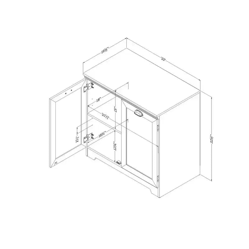 Armoire de rangement 2 portes Farnel Blanc pur – South Shore : Style campagnard, Tablettes ajustables
