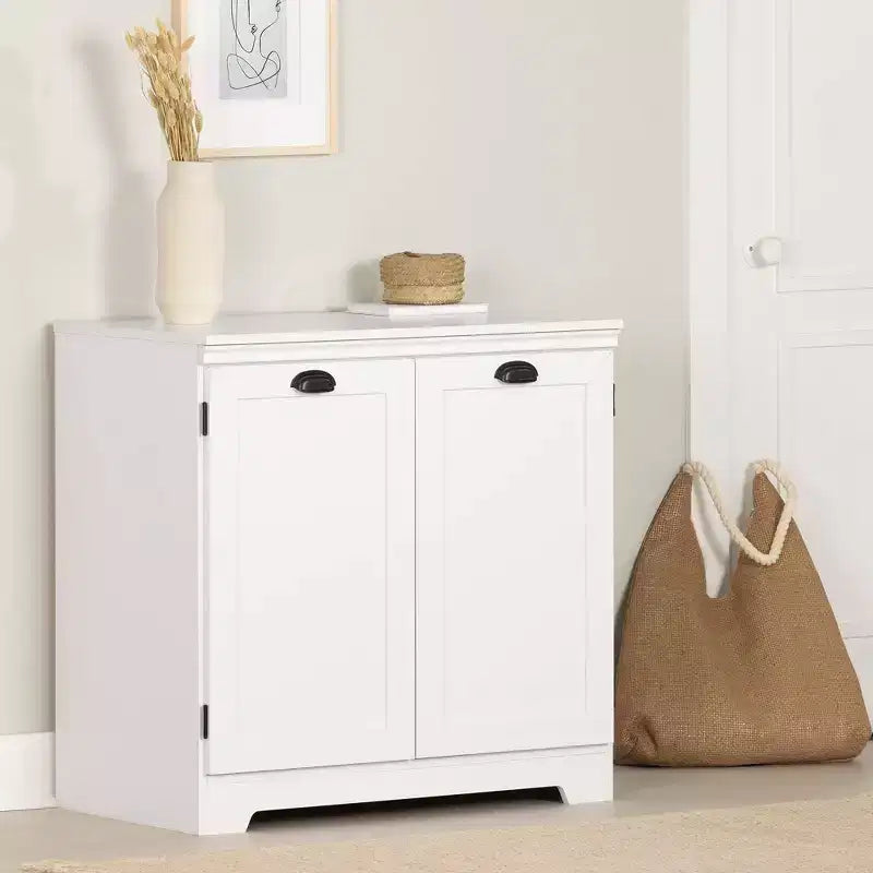 Armoire de rangement 2 portes Farnel Blanc pur – South Shore : Style campagnard, Tablettes ajustables
