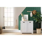Armoire de rangement 2 portes Farnel Blanc pur – South Shore : Style campagnard, Tablettes ajustables