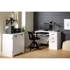 Armoire de rangement 2 portes Farnel Blanc pur – South Shore : Style campagnard, Tablettes ajustables