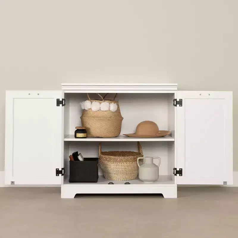 Armoire de rangement 2 portes Farnel Blanc pur – South Shore : Style campagnard, Tablettes ajustables