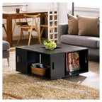 Table basse Roseline en forme de caisse moderne expresso - HOMES: Inside + Out: Design carré, mobile, compartiments de rangement