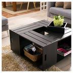 Table basse Roseline en forme de caisse moderne expresso - HOMES: Inside + Out: Design carré, mobile, compartiments de rangement