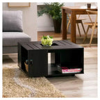 Table basse Roseline en forme de caisse moderne expresso - HOMES: Inside + Out: Design carré, mobile, compartiments de rangement