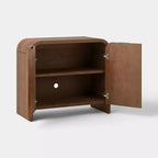 Meuble de rangement à deux portes Lupine Reeded avec étagère réglable et gestion des câbles, marron foncé - Threshold™
