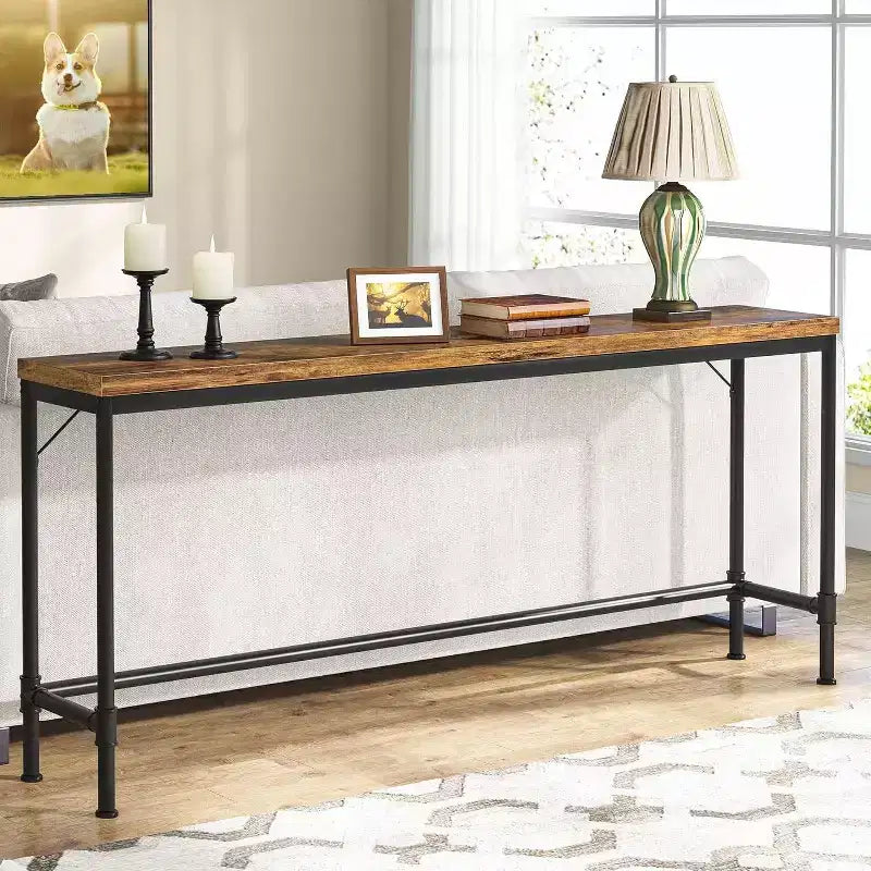 LITTLE TREE Table console étroite longue de 180 cm, marron
