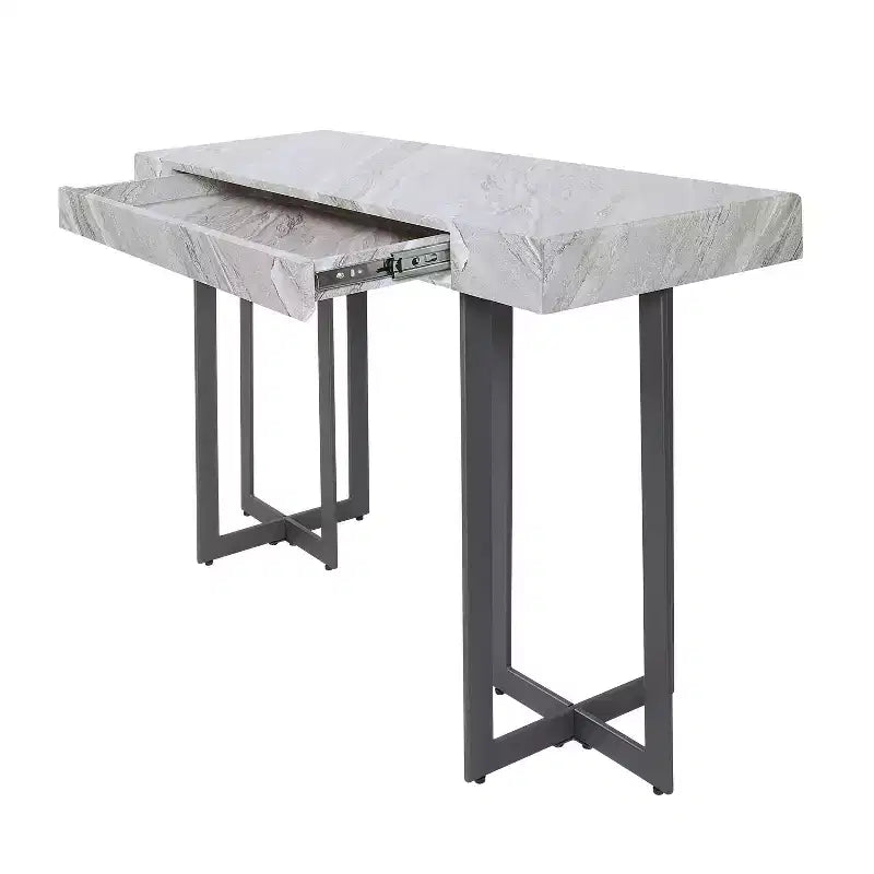 Rohde Contemporary Table Console 1 Tiroir Gris/Métal Gomme - miBasics