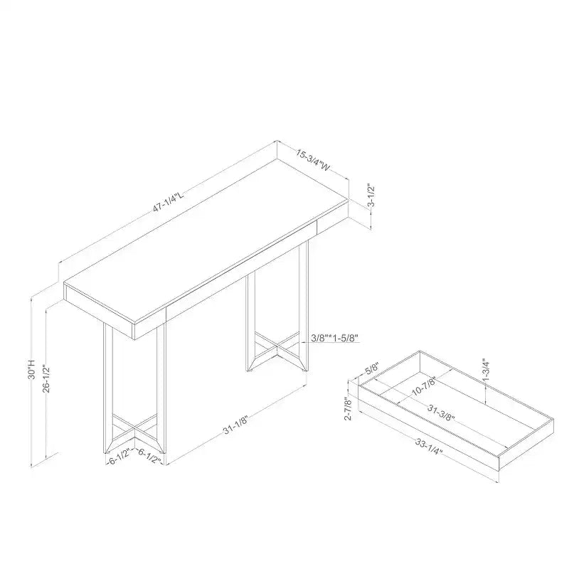 Rohde Contemporary Table Console 1 Tiroir Gris/Métal Gomme - miBasics