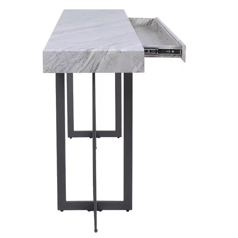 Rohde Contemporary Table Console 1 Tiroir Gris/Métal Gomme - miBasics