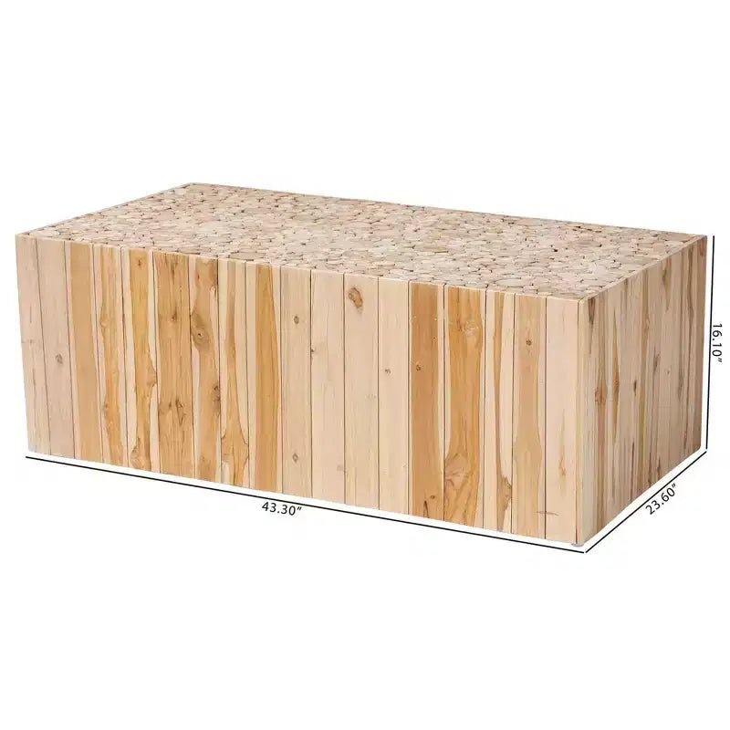 Table Basse en Bois de Teck Bali & Pari Grayson avec Rondins de Bois Recyclés Uniques Naturel