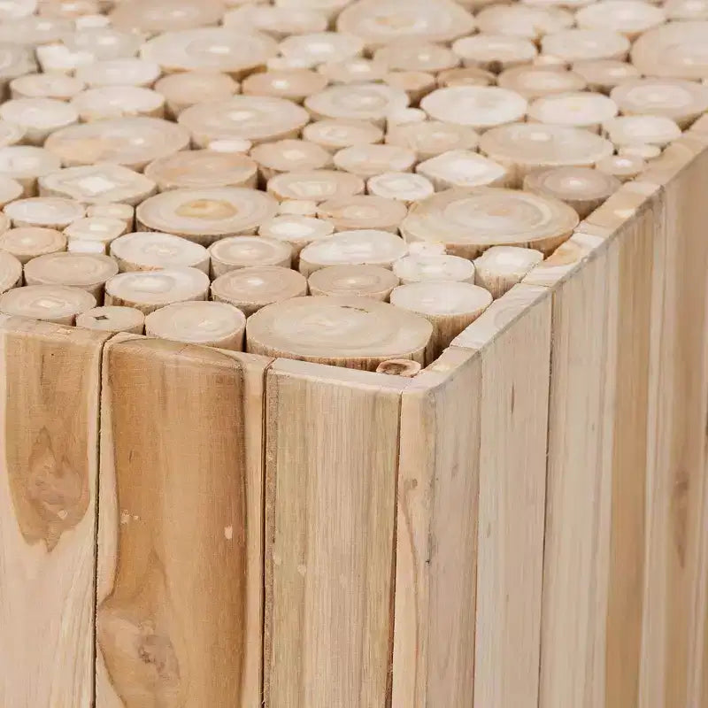 Table Basse en Bois de Teck Bali & Pari Grayson avec Rondins de Bois Recyclés Uniques Naturel