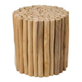 East at Main Prelude Round Accent Table Tan: Teak Construction, No Assembly, Indoor/Outdoor Use