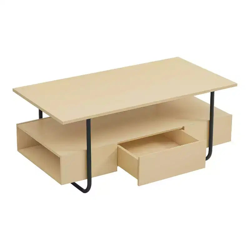 24/7 Shop At Home Table basse contemporaine Songcraft 36 po avec 1 tiroir et étagères, érable clair : Salon, Rectangulaire, MDF