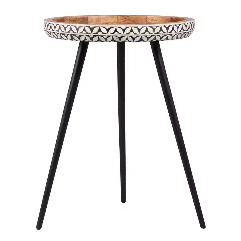 East at Main Plateau rond en bois de manguier de 45,7 cm, table d'appoint marron : Cadre en métal robuste, table d'appoint de 50,8 cm de haut