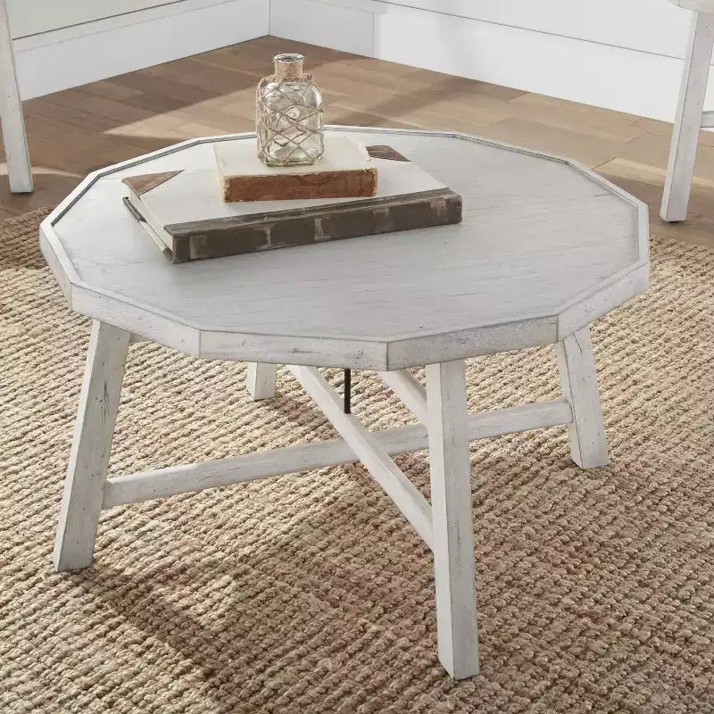 Table basse Paisley en bois et albâtre - Steve Silver Co. : Structure en bois d'hévéa, Plateau-plateau, Assemblage sans outils