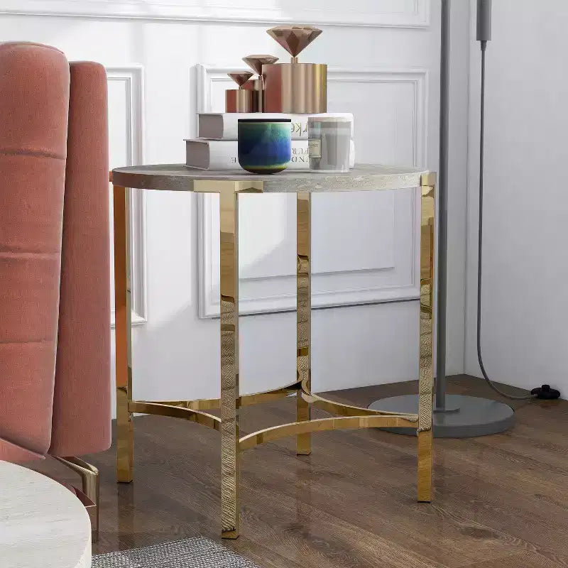 Table d'appoint ronde moderne Grand Canal Champagne - miBasics