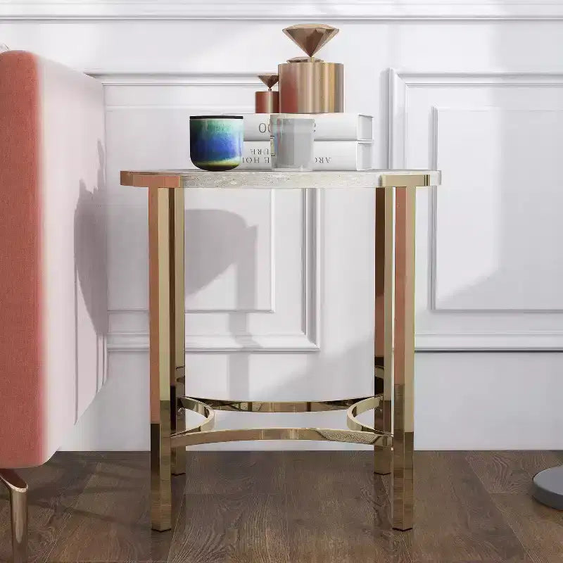 Table d'appoint ronde moderne Grand Canal Champagne - miBasics