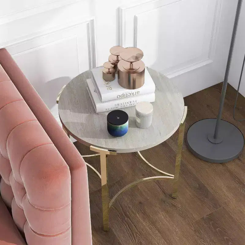 Table d'appoint ronde moderne Grand Canal Champagne - miBasics