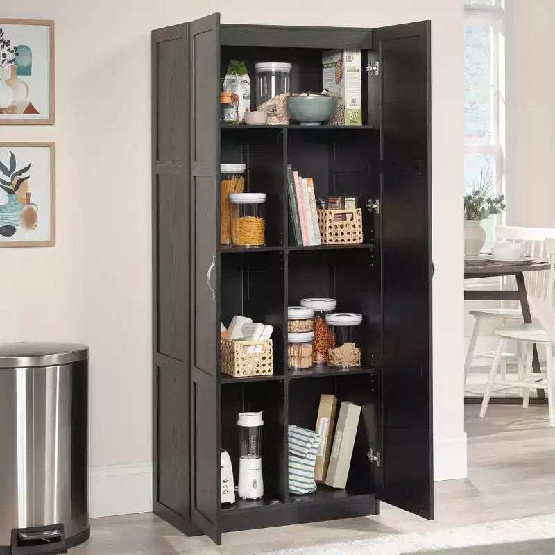 Armoire de rangement Sauder avec 4 tiroirs réglables aspect grain de bois noir