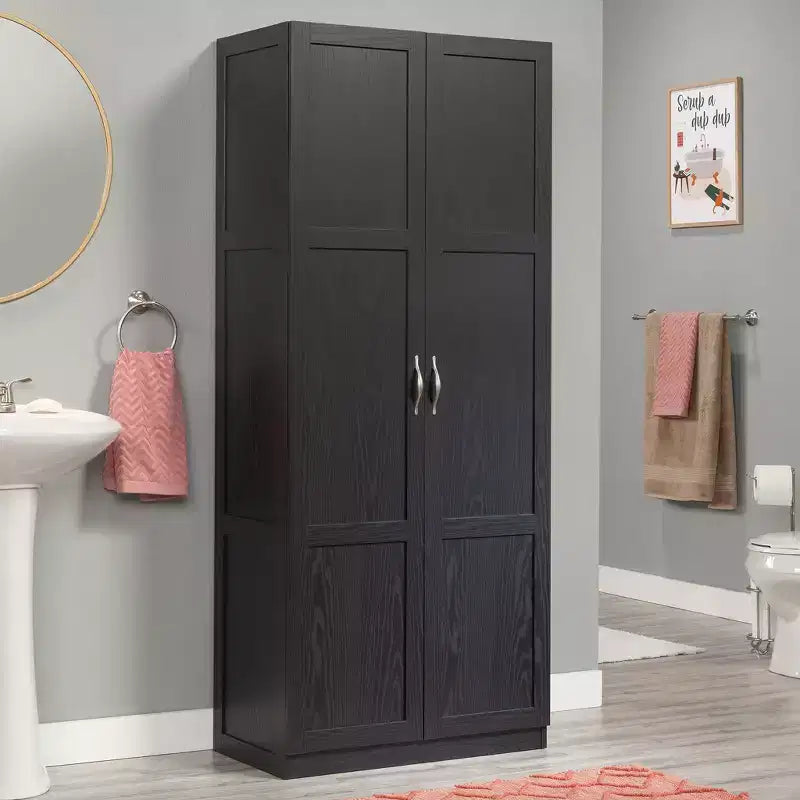 Armoire de rangement Sauder avec 4 tiroirs réglables aspect grain de bois noir