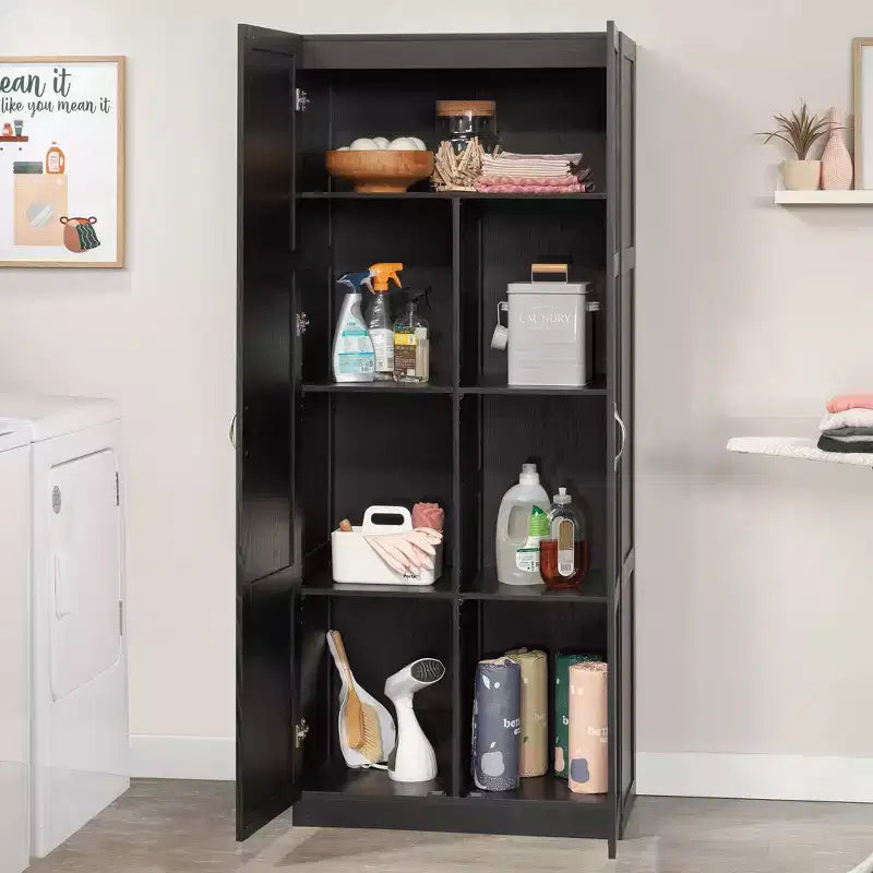 Armoire de rangement Sauder avec 4 tiroirs réglables aspect grain de bois noir