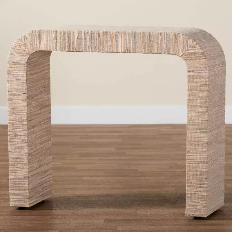 bali & pari Yareli Console en Grasscloth Tissé Naturel/Doré