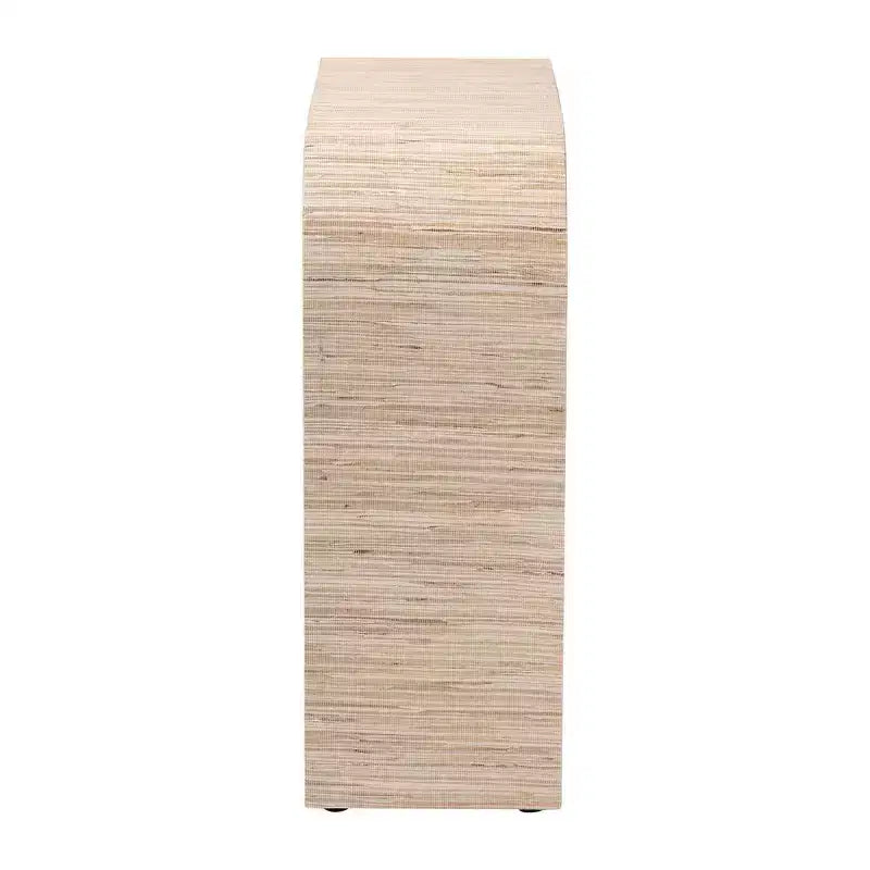 bali & pari Yareli Console en Grasscloth Tissé Naturel/Doré