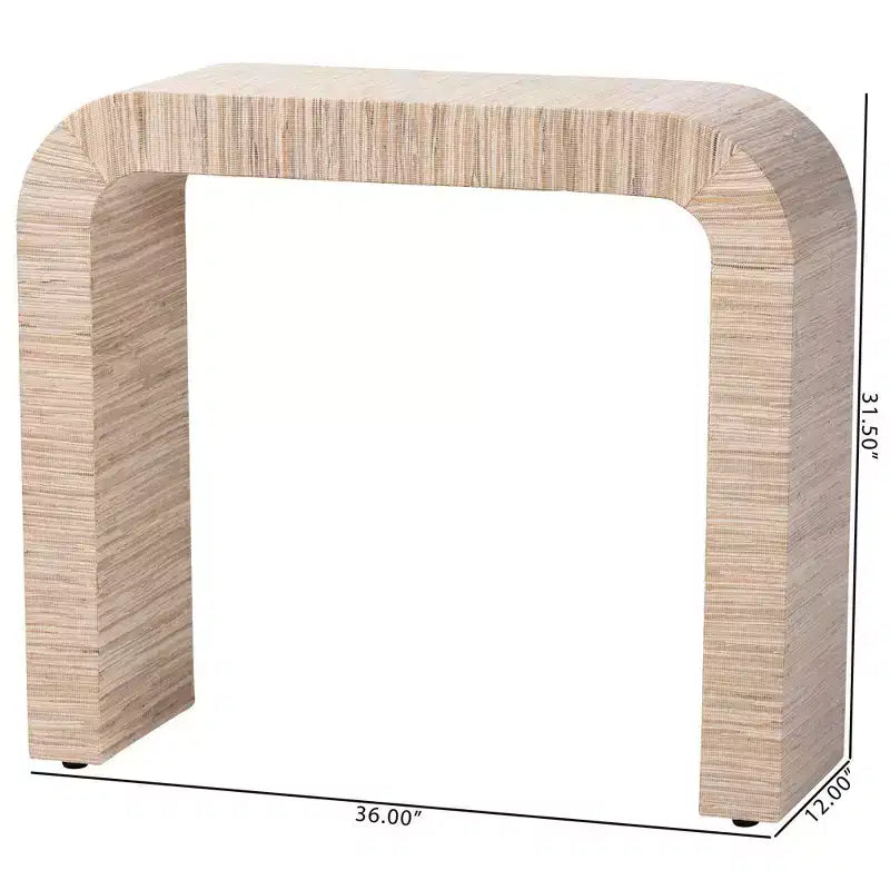 bali & pari Yareli Console en Grasscloth Tissé Naturel/Doré