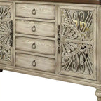 Table d'appoint Vermont 60 po Blanc antique - Acme Furniture : Rangement élégant, 4 tiroirs et étagères
