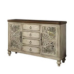 Table d'appoint Vermont 60 po Blanc antique - Acme Furniture : Rangement élégant, 4 tiroirs et étagères