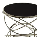 Table d'appoint contemporaine en marbre, anneau ouvert, argent - Olivia & May : Aucun assemblage, utilisation en intérieur, forme ronde