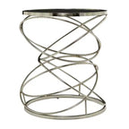 Table d'appoint contemporaine en marbre, anneau ouvert, argent - Olivia & May : Aucun assemblage, utilisation en intérieur, forme ronde