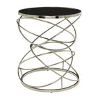 Table d'appoint contemporaine en marbre, anneau ouvert, argent - Olivia & May : Aucun assemblage, utilisation en intérieur, forme ronde