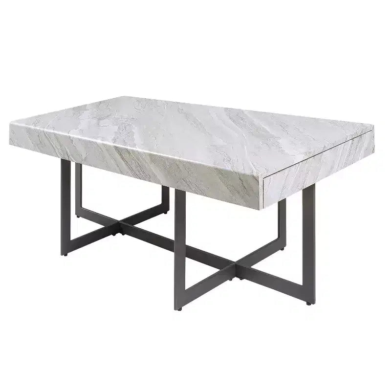 Ensemble de 2 tables basses contemporaines Rohde avec tiroirs Gris/Métal gomme - miBasics