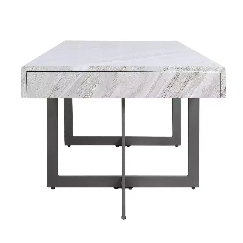 Ensemble de 2 tables basses contemporaines Rohde avec tiroirs Gris/Métal gomme - miBasics