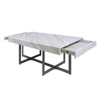 Ensemble de 2 tables basses contemporaines Rohde avec tiroirs Gris/Métal gomme - miBasics