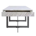 Ensemble de 2 tables basses contemporaines Rohde avec tiroirs Gris/Métal gomme - miBasics