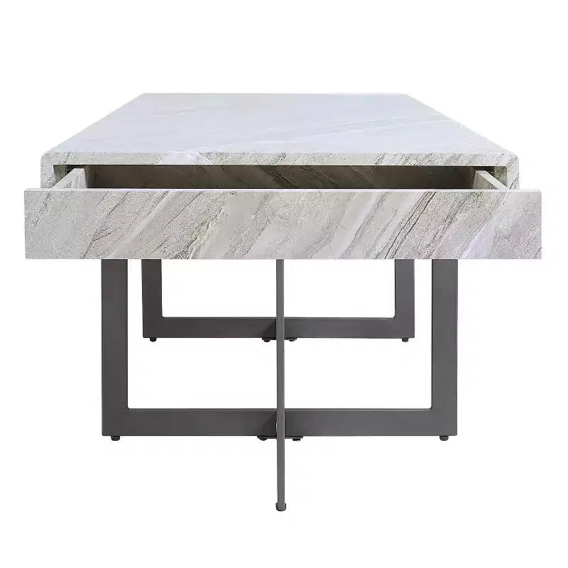 Ensemble de 2 tables basses contemporaines Rohde avec tiroirs Gris/Métal gomme - miBasics