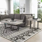 Ensemble de 2 tables basses contemporaines Rohde avec tiroirs Gris/Métal gomme - miBasics