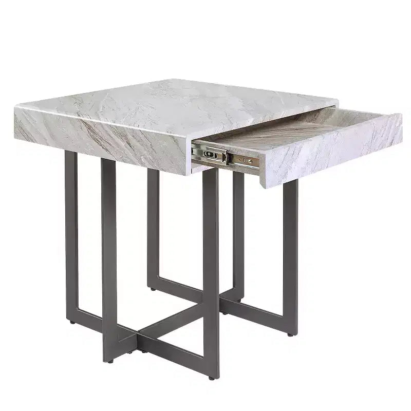 Ensemble de 2 tables basses contemporaines Rohde avec tiroirs Gris/Métal gomme - miBasics