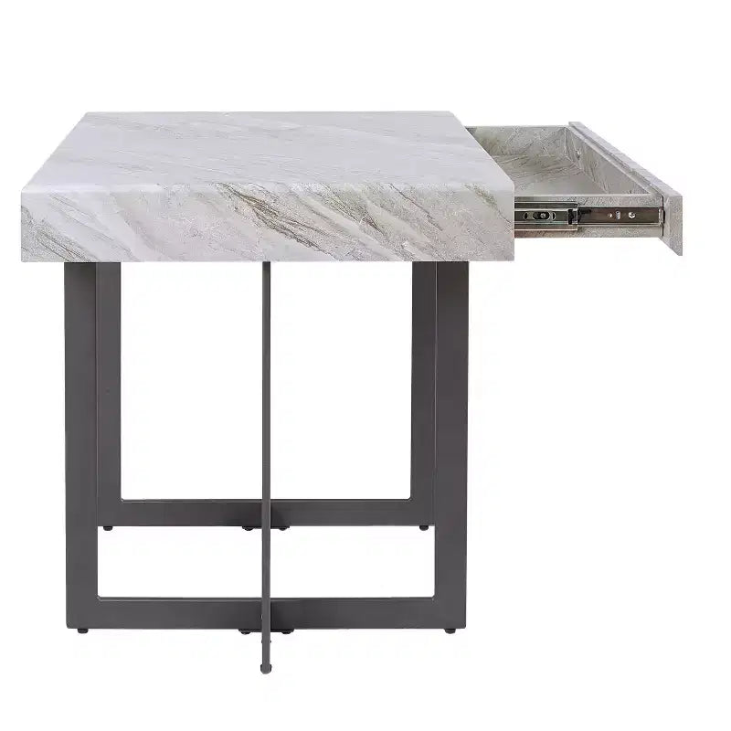 Ensemble de 2 tables basses contemporaines Rohde avec tiroirs Gris/Métal gomme - miBasics