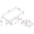 Ensemble de 2 tables basses contemporaines Rohde avec tiroirs Gris/Métal gomme - miBasics